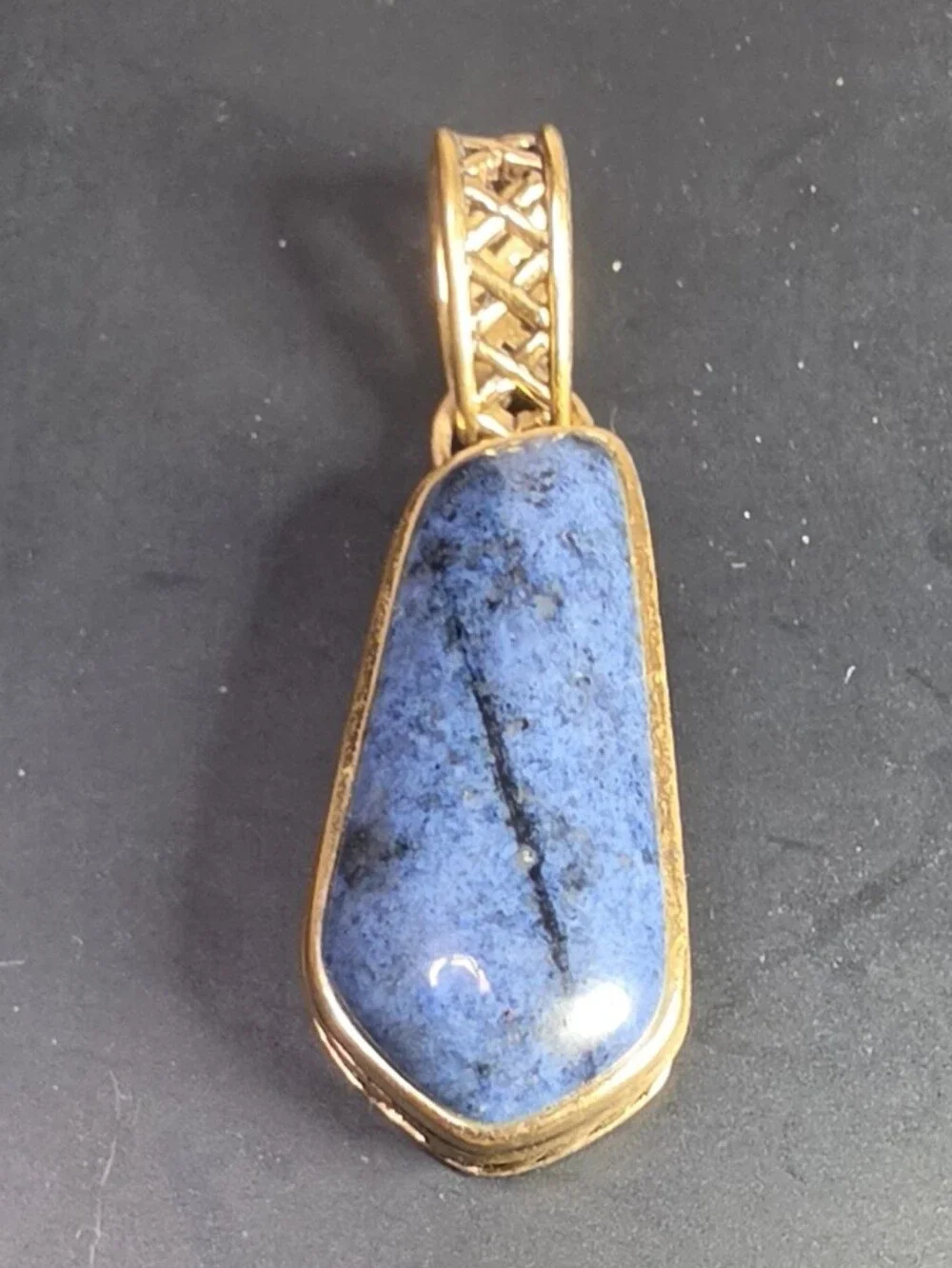 Gold Pendant Necklace with Blue Stone Barse Jewelry